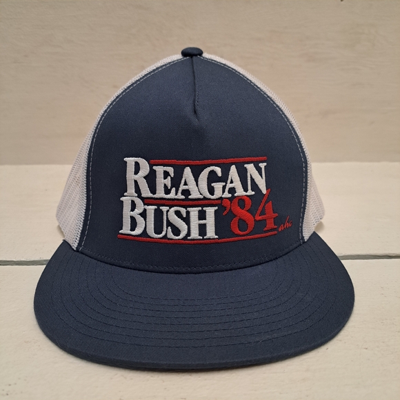 Yupoong Other - Vintage Reagan Bush '84 Blue and White Trucker Cap Snap-Back